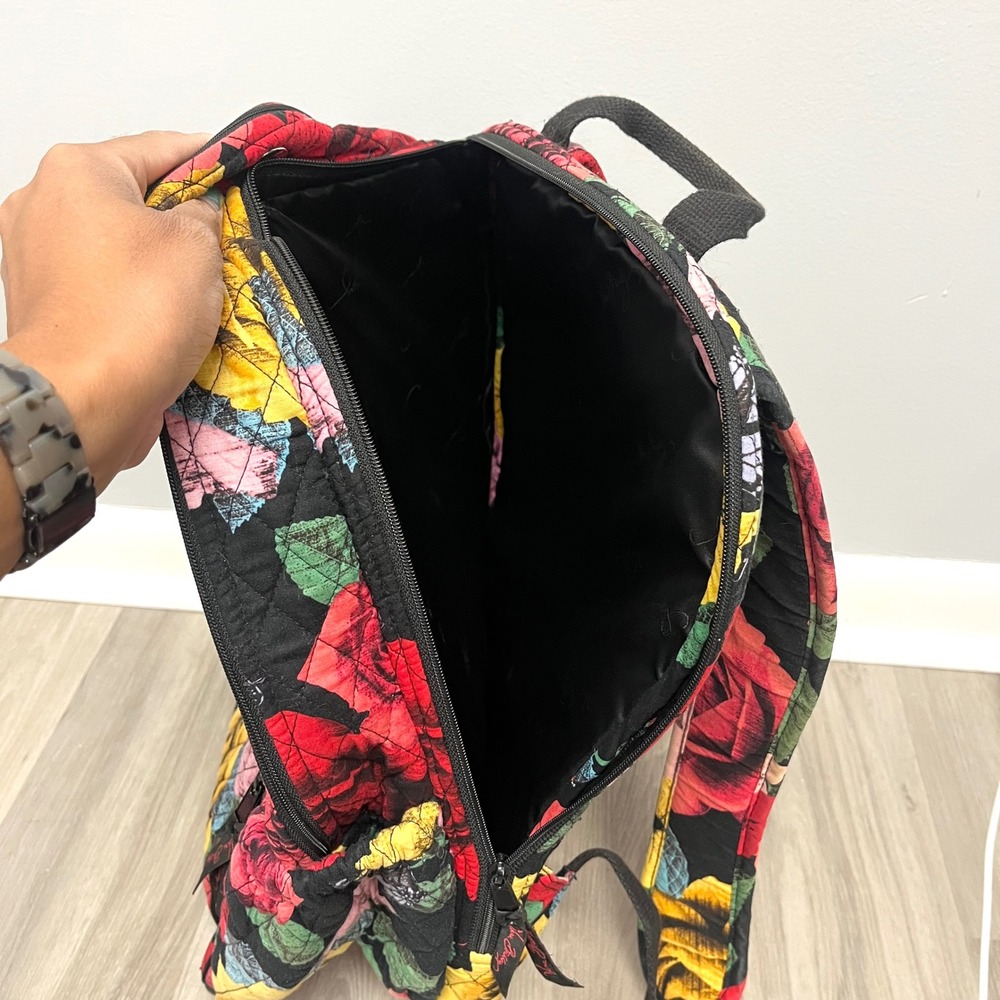 Vera Bradley Backpack OS Havana Rose Floral & Butterfly Quilted Campus Tech - Picture 6 of 12